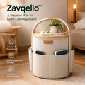 Zavqelio™ HaloNest Storage Side Table Multi-Pocket Organizer & Modern Side Table for Bedroom and Living Room