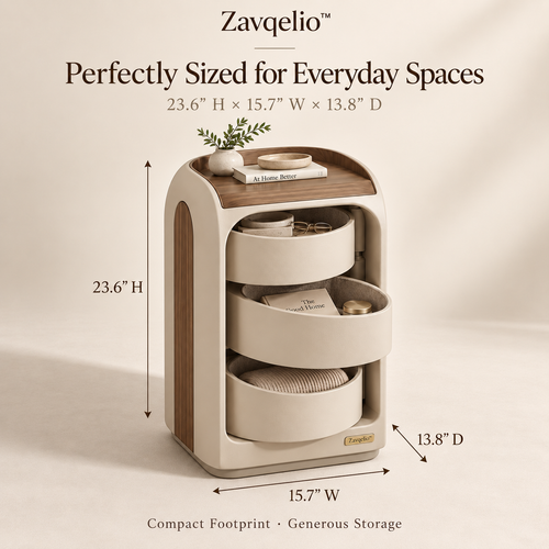 Zavqelio™ NestArc Pivot Organizer  Modern 3-Tier Pivot Storage Side Cabinet for Bedroom & Living Room