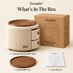 Zavqelio™ Nestora Storage Ottoman Side Table