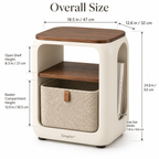 Zavqelio™ ArcoNest Storage Side Table  Modern Side Table with Removable Bouclé Basket, Open Shelf & Magazine Storage