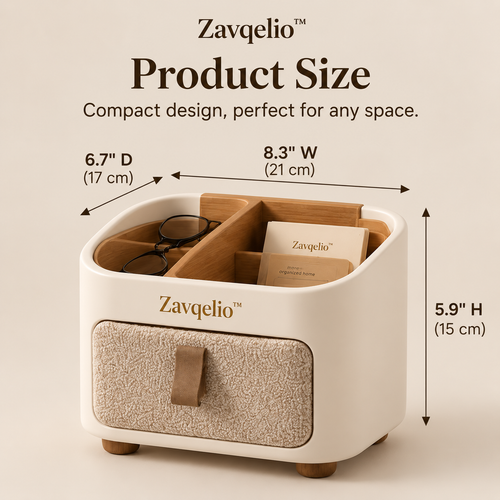 Zavqelio™ HavenNest Small Organizer  Compact Divided Bedside & Desktop Organizer with Soft Fabric Pocket