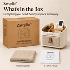 Zavqelio™ HavenNest Small Organizer  Compact Divided Bedside & Desktop Organizer with Soft Fabric Pocket