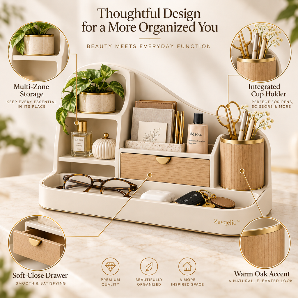 Zavqelio™ Sculpted Haven Desktop Organizer