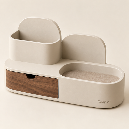 Zavqelio™ CoveNest Desktop Organizer with Drawer  Modern Tabletop Storage for Nightstands, Dressers & Living Room Side Tables