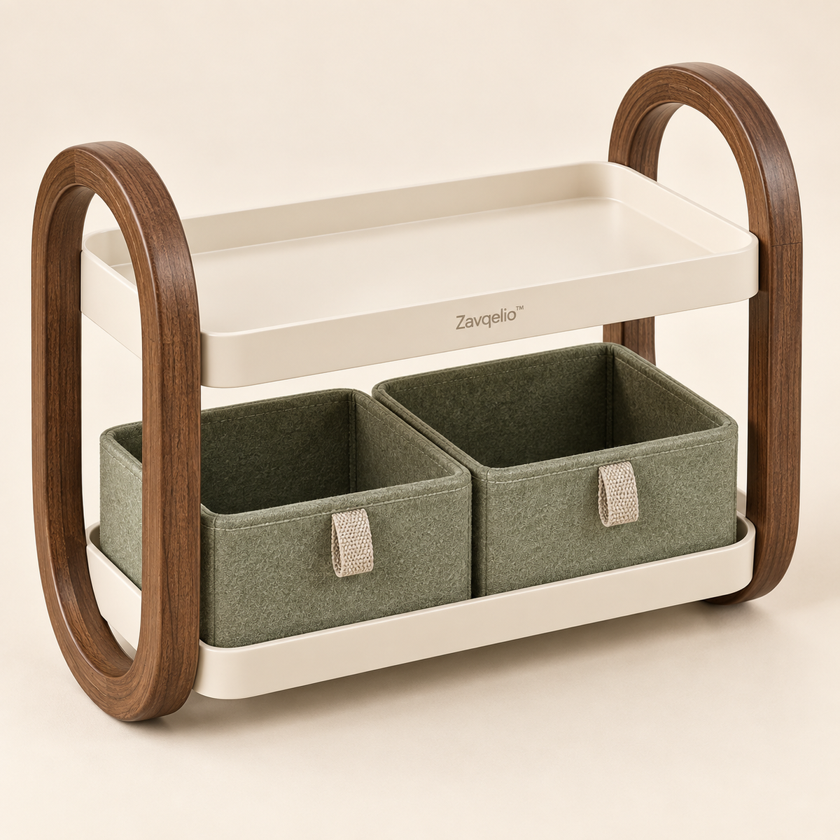 Zavqelio™ NestArc Two-Tier Desktop Organizer with Felt Bins