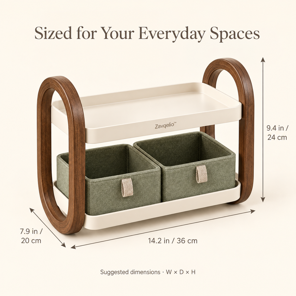 Zavqelio™ NestArc Two-Tier Desktop Organizer with Felt Bins