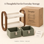 Zavqelio™ NestArc Two-Tier Desktop Organizer with Felt Bins
