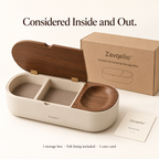 Zavqelio™ PebbleFold Desktop Storage Box with Hinged Lid & Catchall Tray