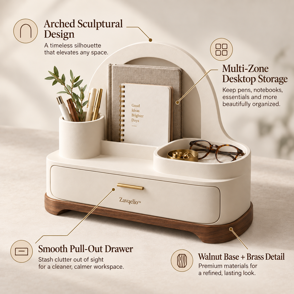 Zavqelio™ Arched Haven Desktop Organizer