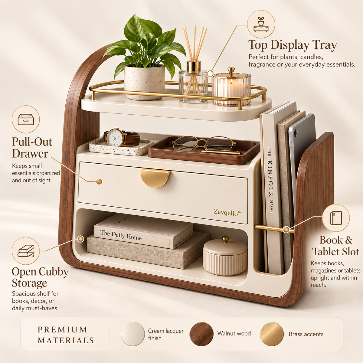 Zavqelio™ Arched Multi-Zone Desktop Organizer